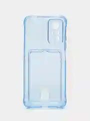 Голубой чехол для Redmi Note 12S / Редми Нот 12С, прозрачный, с карманом для карты