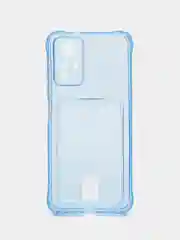 Голубой чехол для Redmi Note 12S / Редми Нот 12С, прозрачный, с карманом для карты