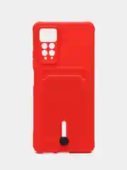 Алый чехол Xiaomi Redmi Note 11 Pro / Note 12 Pro, Редми Нот 11 про с карманом для карты