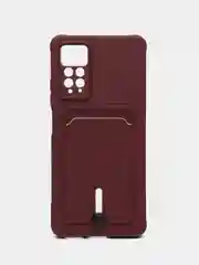 Багровый чехол Xiaomi Redmi Note 11 Pro / Note 12 Pro, Редми Нот 11 про с карманом для карты