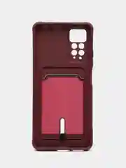 Багровый чехол Xiaomi Redmi Note 11 Pro / Note 12 Pro, Редми Нот 11 про с карманом для карты