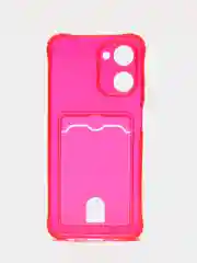 Тёмно-розовый чехол для Realme 10 (Реалми 10), прозрачный, с карманом для карты
