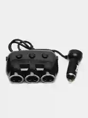 Разветвитель Earldom ET-CS1, 3 прикуривателя с выключателями 3,1A, черный, 2 USB