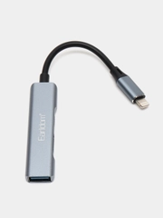 Разветвитель адаптер переходник Lightning OTG HUB Хаб Earldom 2USB 3.0 + Lightning серебро