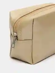 Золотой косметичка кожаная с ремешком, на молнии