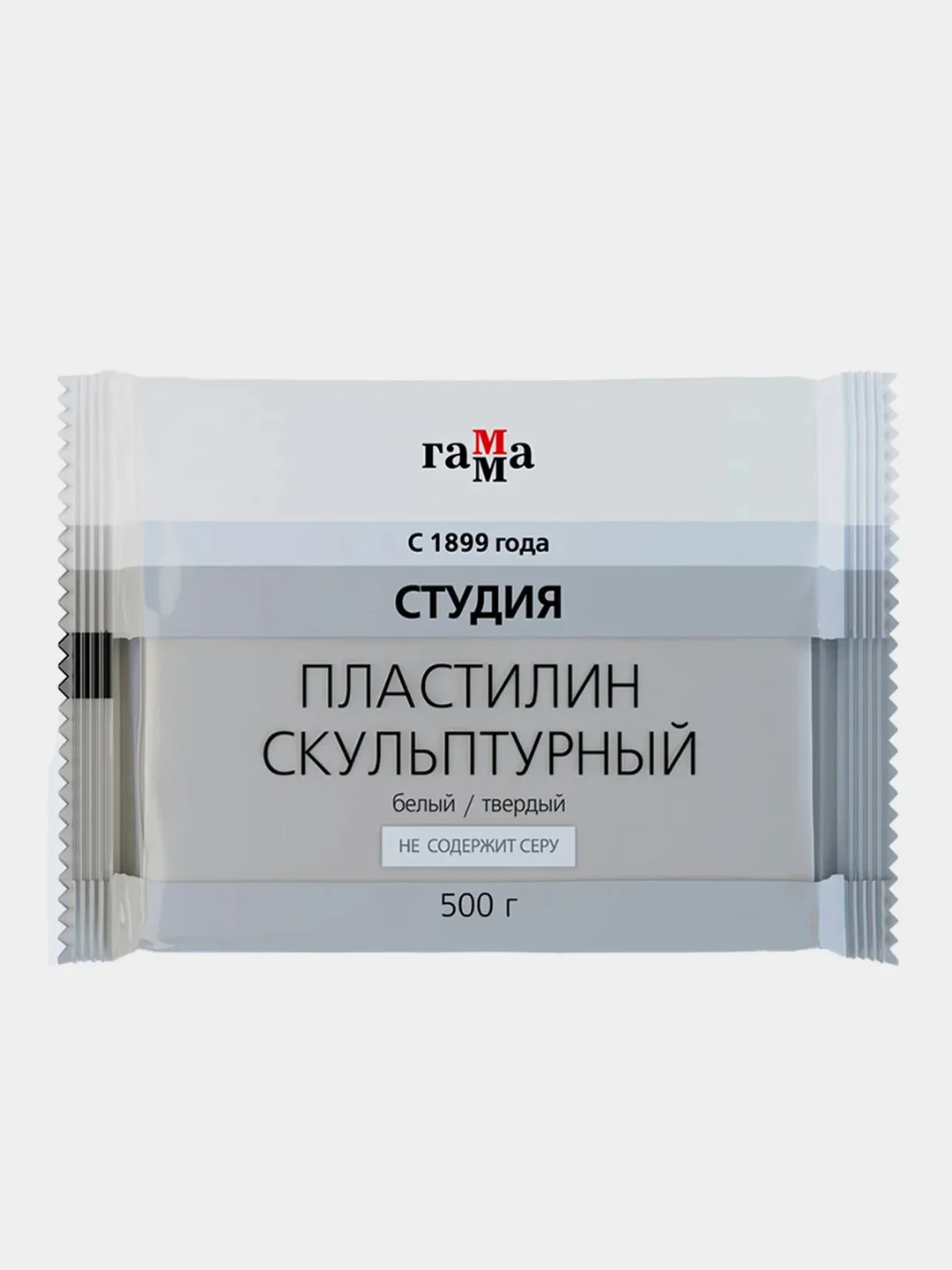 Пластилин скульптурный Гамма "Студия", белый, твердый, 500г, пакет