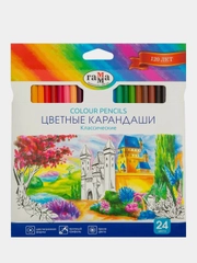 Карандаши цветные Гамма "Классические", 24цв., заточен., картон. упаковка, европодвес
