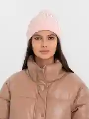 Розовый шапка вязаная, зимняя, утепленная, эластичная унисекс
