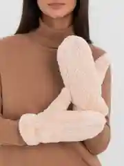 Бежевый варежки женские зимние, сенсорные, на экомеху