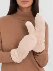 Бежевый варежки женские зимние, сенсорные, на экомеху