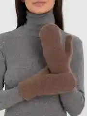 Коричневый варежки женские, зимние, теплые
