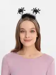 Черный карнавальный ободок на Хэллоуин Halloween с пауками и тыквами, на утренник