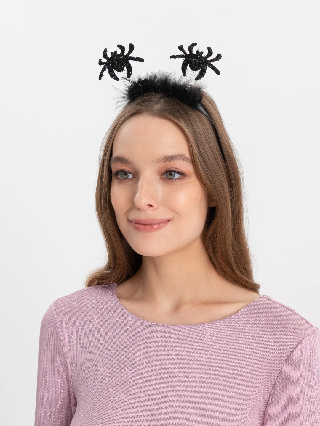 Черный карнавальный ободок на Хэллоуин Halloween с пауками и тыквами, на утренник