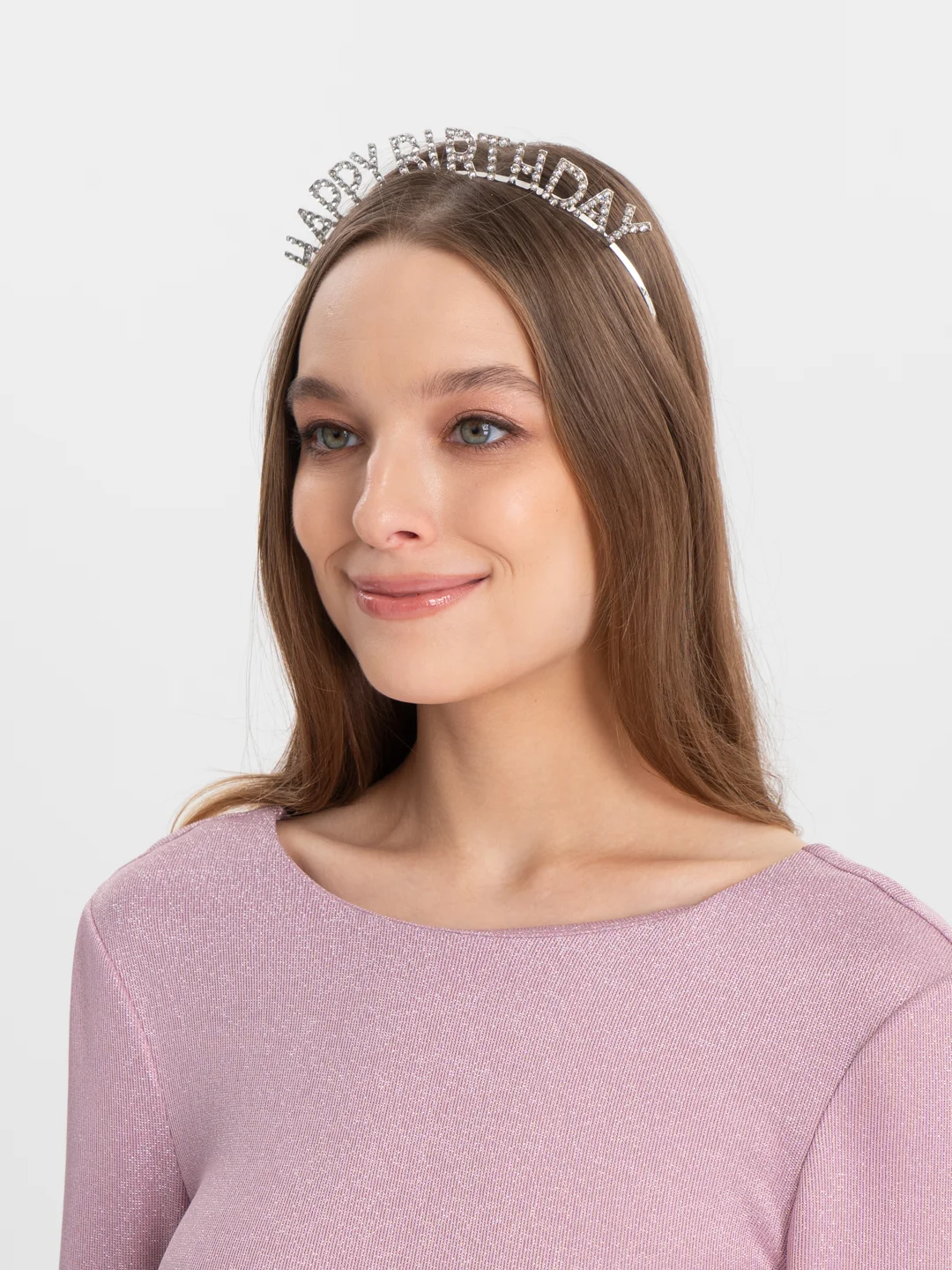 Серый ободок на день рождения "Birthday girl" со стразам, Праздничный ободок Happy Birthday