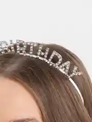 Серый ободок на день рождения "Birthday girl" со стразам, Праздничный ободок Happy Birthday