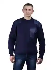 Синий мужской свитер, вязаный, форменный, военный