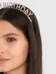 Розовый ободок на день рождения "Birthday girl" со стразам, Праздничный ободок Happy Birthday