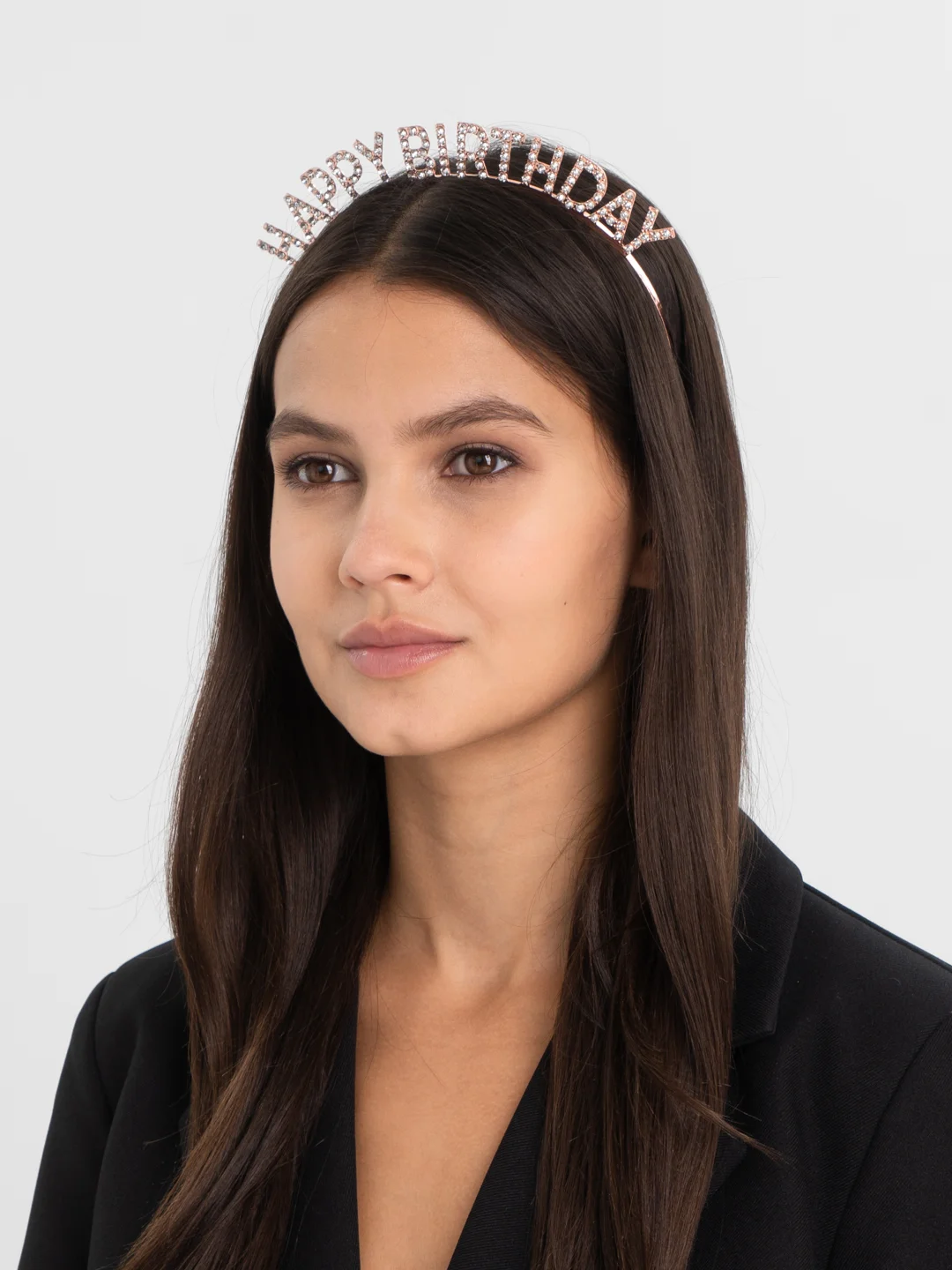 Розовый ободок на день рождения "Birthday girl" со стразам, Праздничный ободок Happy Birthday