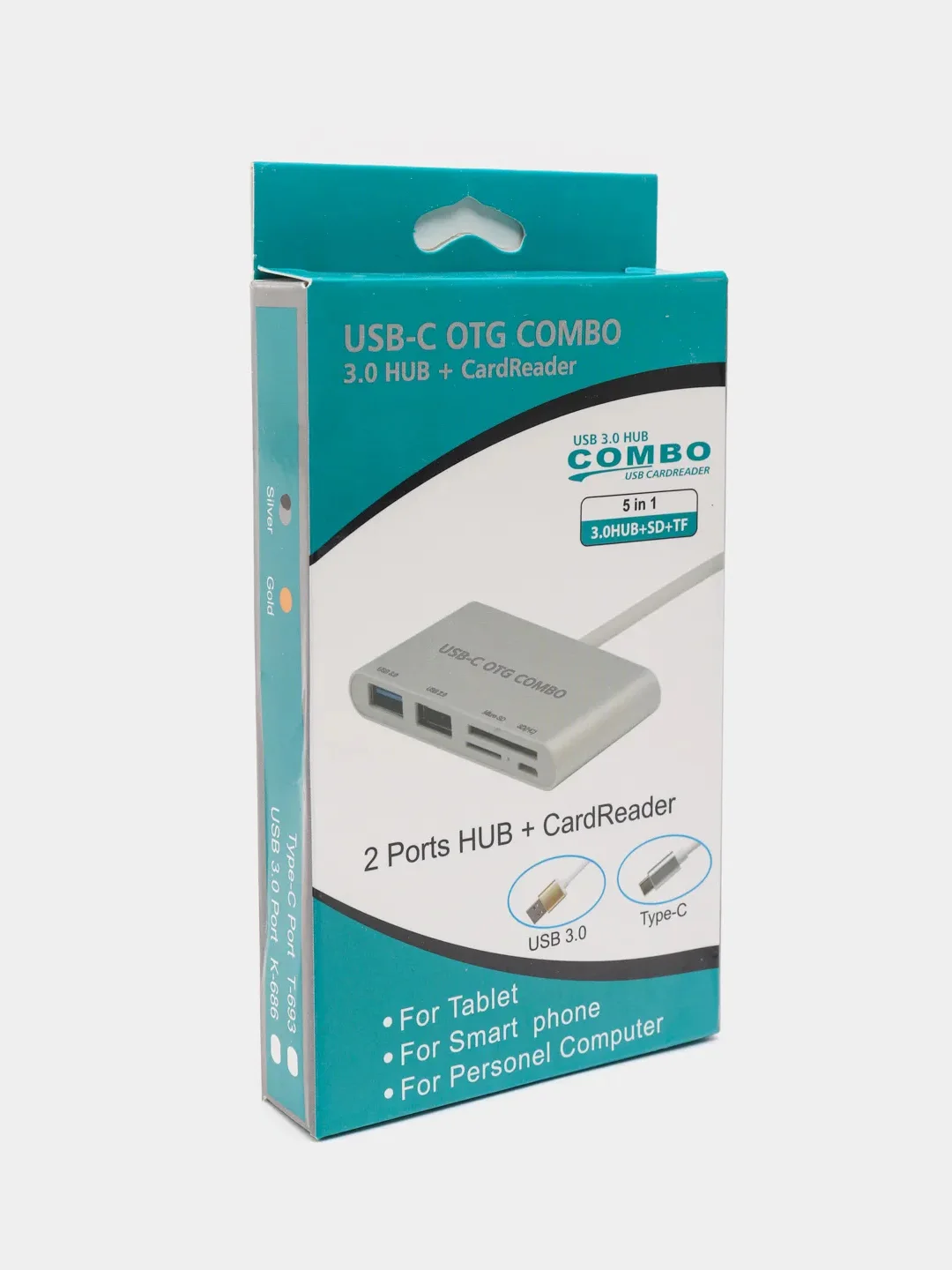 Переходник адаптер 5 в 1 Type-c OTG HUB картридер USB 3.0 / USB 2.0 / SD / TF для MacBook
