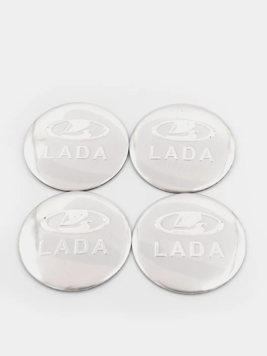 Серебряный наклейки на диски, колпаки LADA, изогнутые Лада, 4 штуки