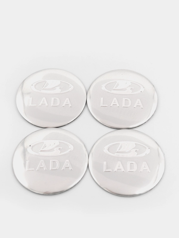 Наклейки на диски, колпаки LADA, изогнутые Лада, 4 штуки