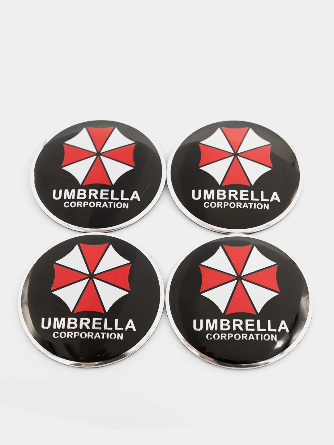 Черный наклейки на диски, колпаки Umbrella Corporation, изогнутые Амбрелла, 4 штуки