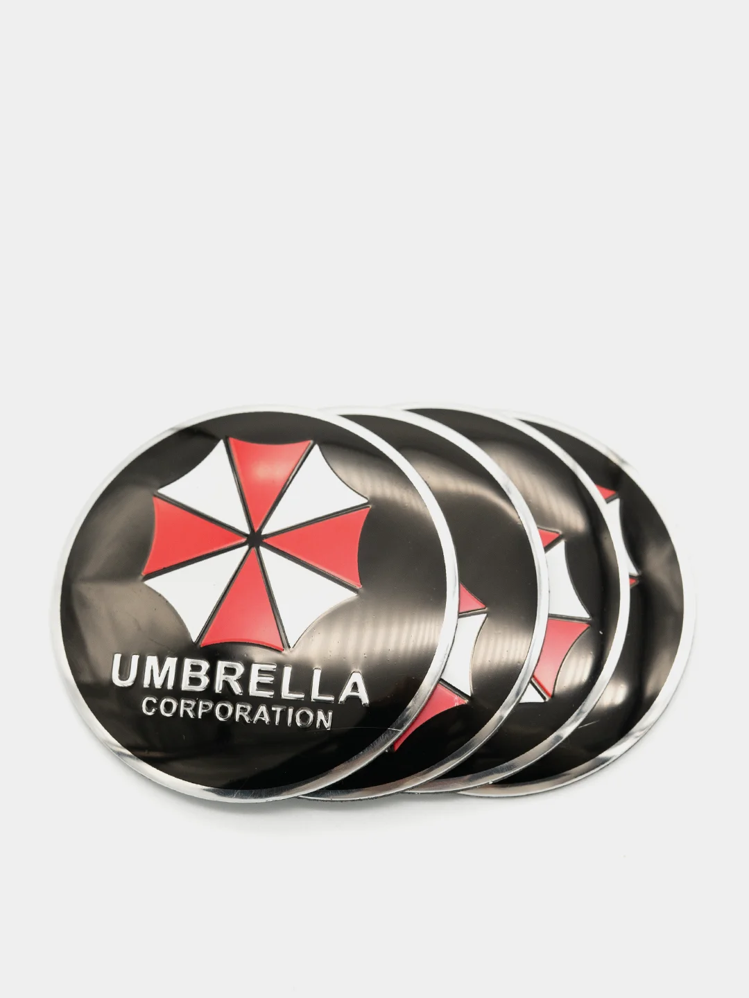 Серебряный наклейки на диски, колпаки Umbrella Corporation, изогнутые Амбрелла, 4 штуки