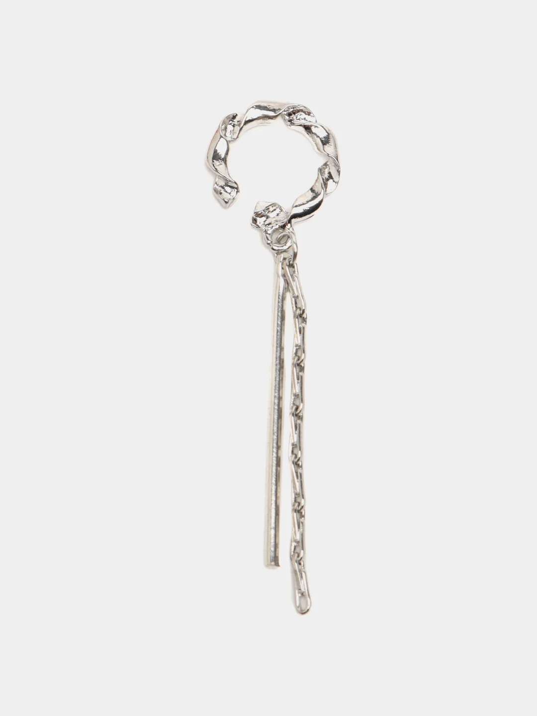 Серебряный каффы серьги c подвеской и цепочкой "Tassel", серьги женские каффы без прокола, бижутерия