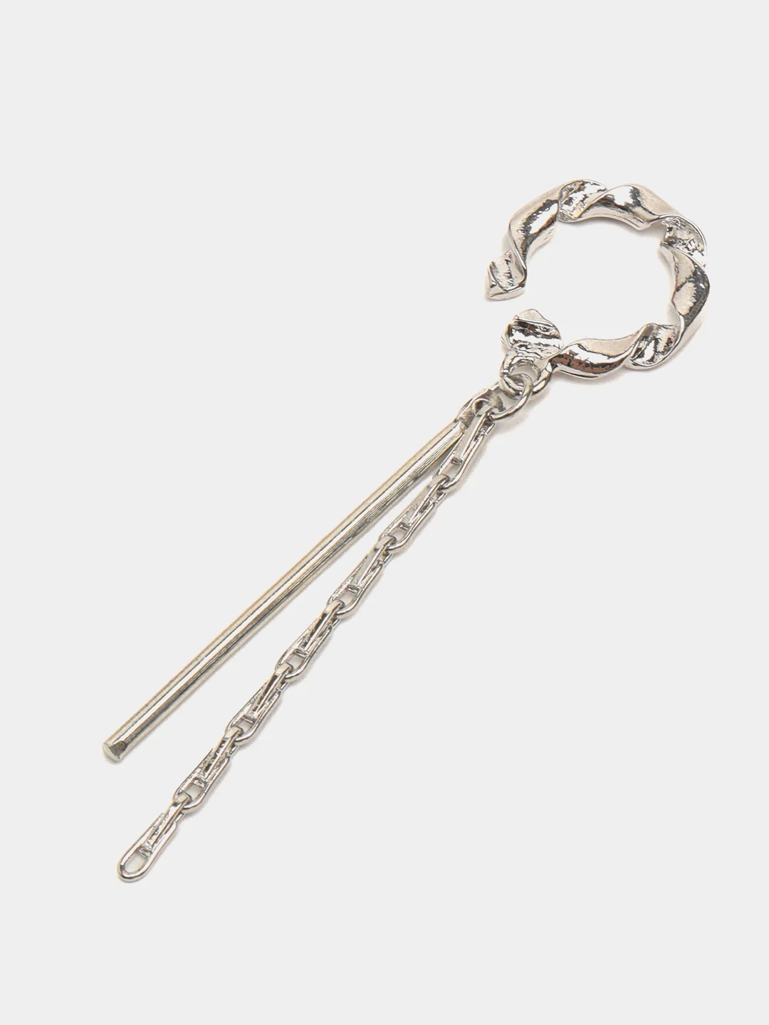 Серебряный каффы серьги c подвеской и цепочкой "Tassel", серьги женские каффы без прокола, бижутерия