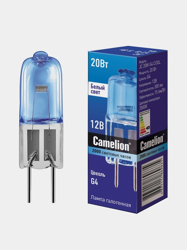 Галагенная лампа Camelion  JC 20W G4 COOL  12V 5шт