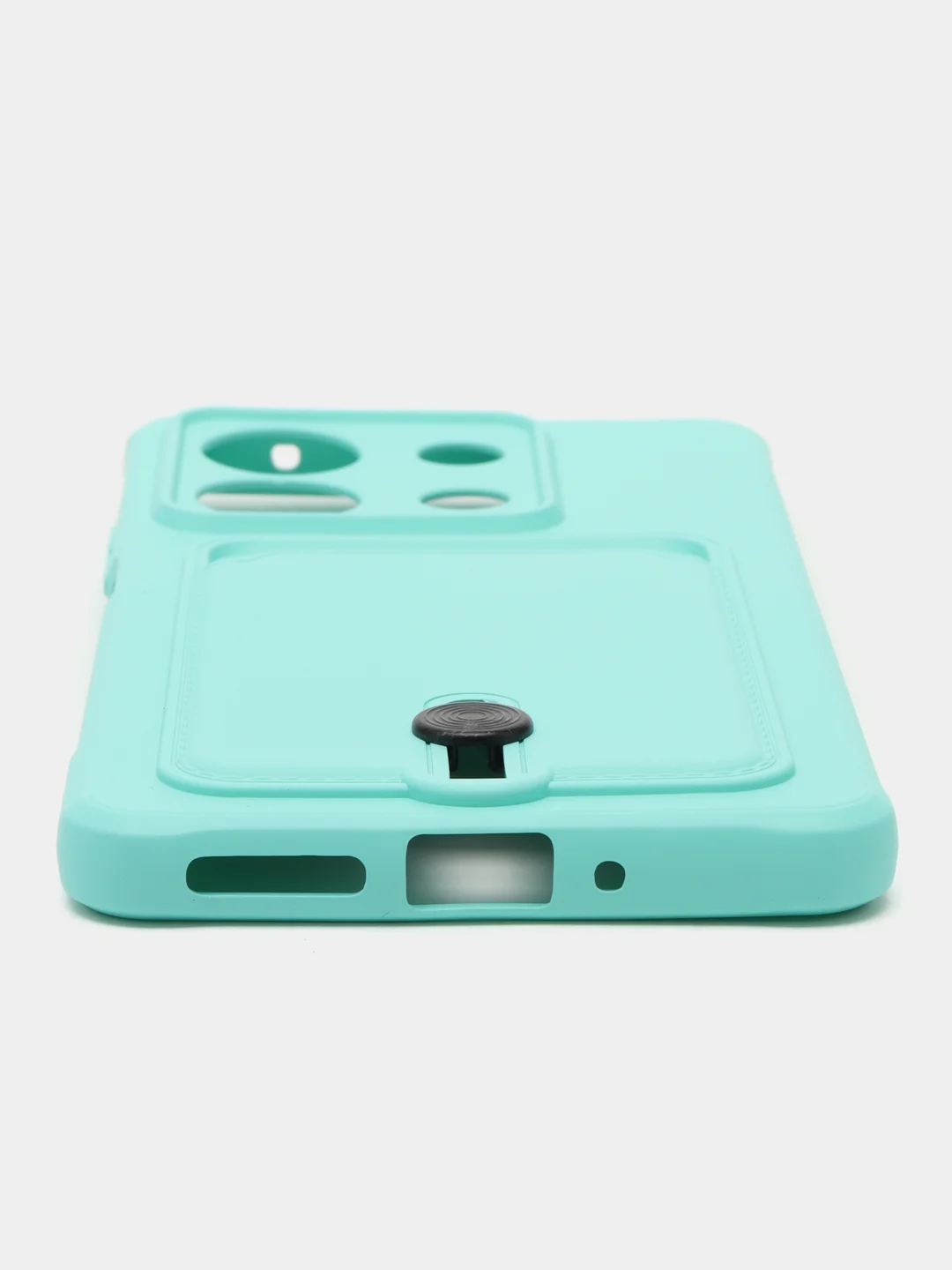 Бирюзовый чехол на Xiaomi Redmi Note 13 (Сяоми Редми Нот 13), силиконовый, с карманом для карты