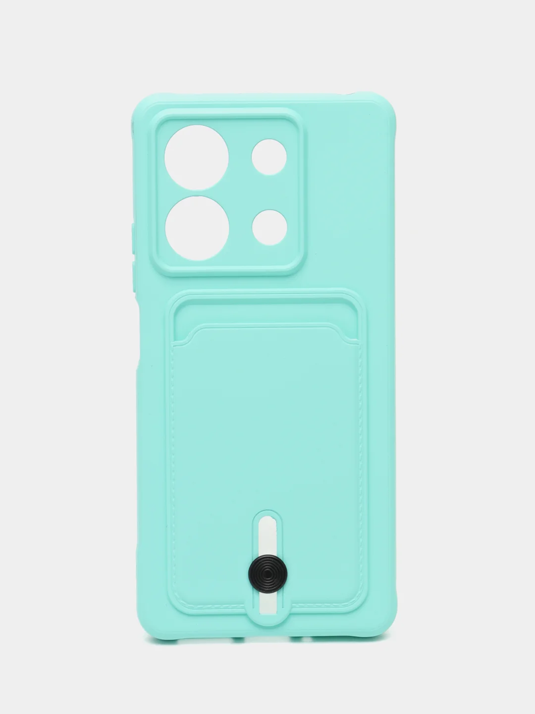 Бирюзовый чехол на Xiaomi Redmi Note 13 (Сяоми Редми Нот 13), силиконовый, с карманом для карты