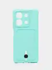 Бирюзовый чехол на Xiaomi Redmi Note 13 (Сяоми Редми Нот 13), силиконовый, с карманом для карты
