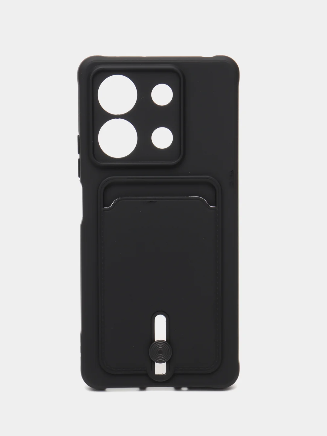 Черный чехол на Xiaomi Redmi Note 13 (Сяоми Редми Нот 13), силиконовый, с карманом для карты