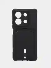 Черный чехол на Xiaomi Redmi Note 13 (Сяоми Редми Нот 13), силиконовый, с карманом для карты