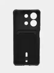 Черный чехол на Xiaomi Redmi Note 13 (Сяоми Редми Нот 13), силиконовый, с карманом для карты