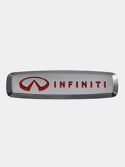 Комплект шильдиков металлических с эмблемой "INFINITI" и  4 винтовыми креплениями (Пара)