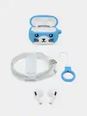Голубой наушники беспроводные hoco Bluetooth 5.3, чехол "Котенок с ушками"