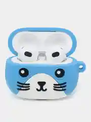 Голубой наушники беспроводные hoco Bluetooth 5.3, чехол "Котенок с ушками"
