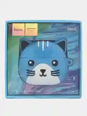Голубой наушники беспроводные hoco Bluetooth 5.3, чехол "Котенок с ушками"