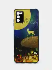 Оливковый чехол силиконовый с принтом и защитой камеры Samsung Galaxy A03s