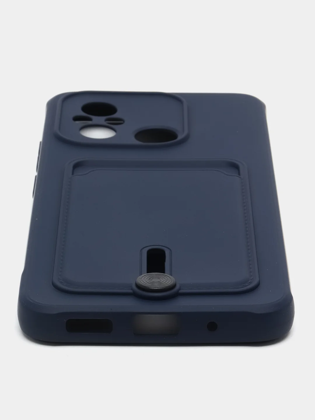Темно-синий чехол для Xiaomi Redmi 12C, Сяоми Редми 12С силиконовый, с карманом для карты