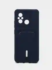 Темно-синий чехол для Xiaomi Redmi 12C, Сяоми Редми 12С силиконовый, с карманом для карты