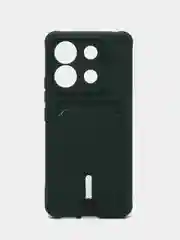 Тёмно-зелёный чехол на Xiaomi Redmi Note 13 Pro 5G (Сяоми Редми Нот 13 Про 5G), силиконовый, с карманом