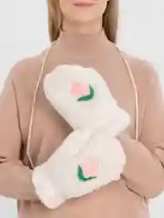 Белый варежки женские теплые, мягкие, с вышивкой