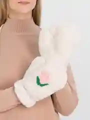 Белый варежки женские теплые, мягкие, с вышивкой
