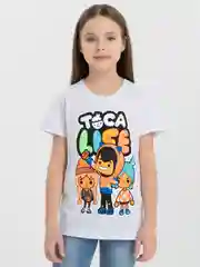 Белый футболка для девочек и мальчиков Тока Бока Toca Life, светящаяся