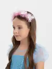 Розовый новогодний ободок на голову "Снежинка"