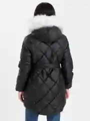 Черный пуховик женский, укороченный, стеганый