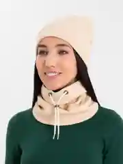 Бежевый шапка и снуд, женский теплый комплект